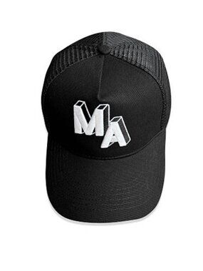 AMIRI Black Trucker Cap with White 3D 'MA' Logo